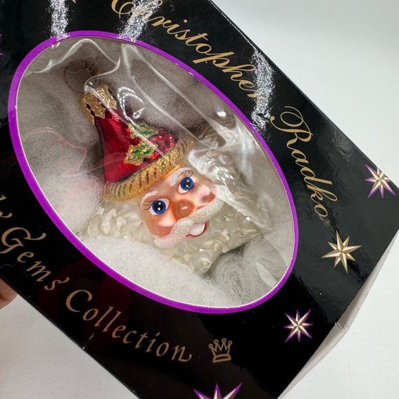 RED Christopher Radko Shine On Santa Star Glass Christmas Ornament Lil Gem Santa - Picture 9 of 9